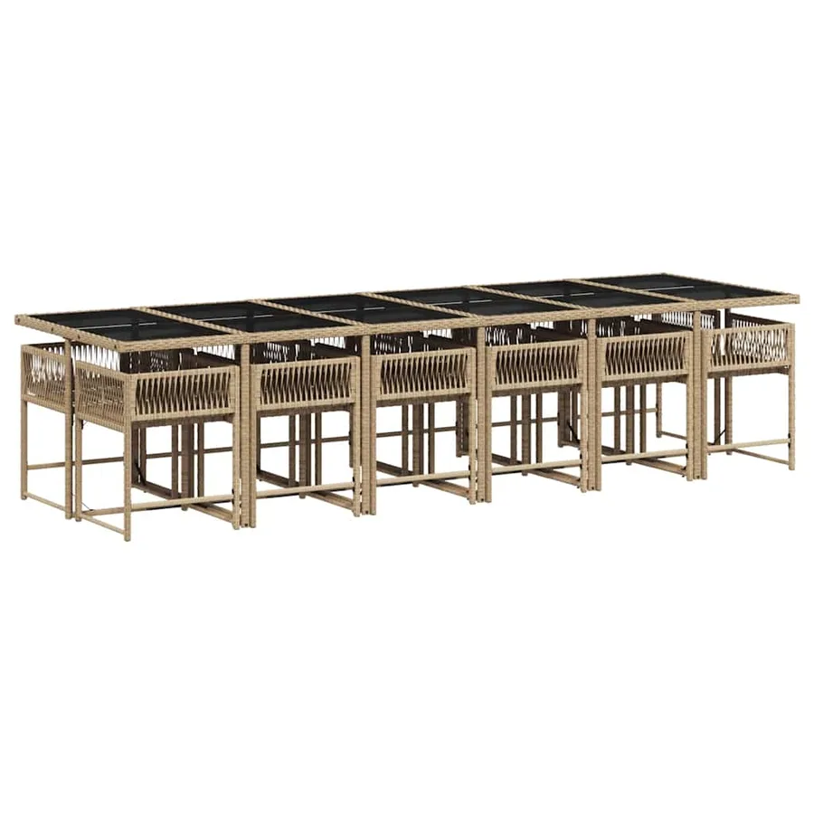 Ensemble à manger de jardin coussins 13 pcs mélange beige rotin - 3