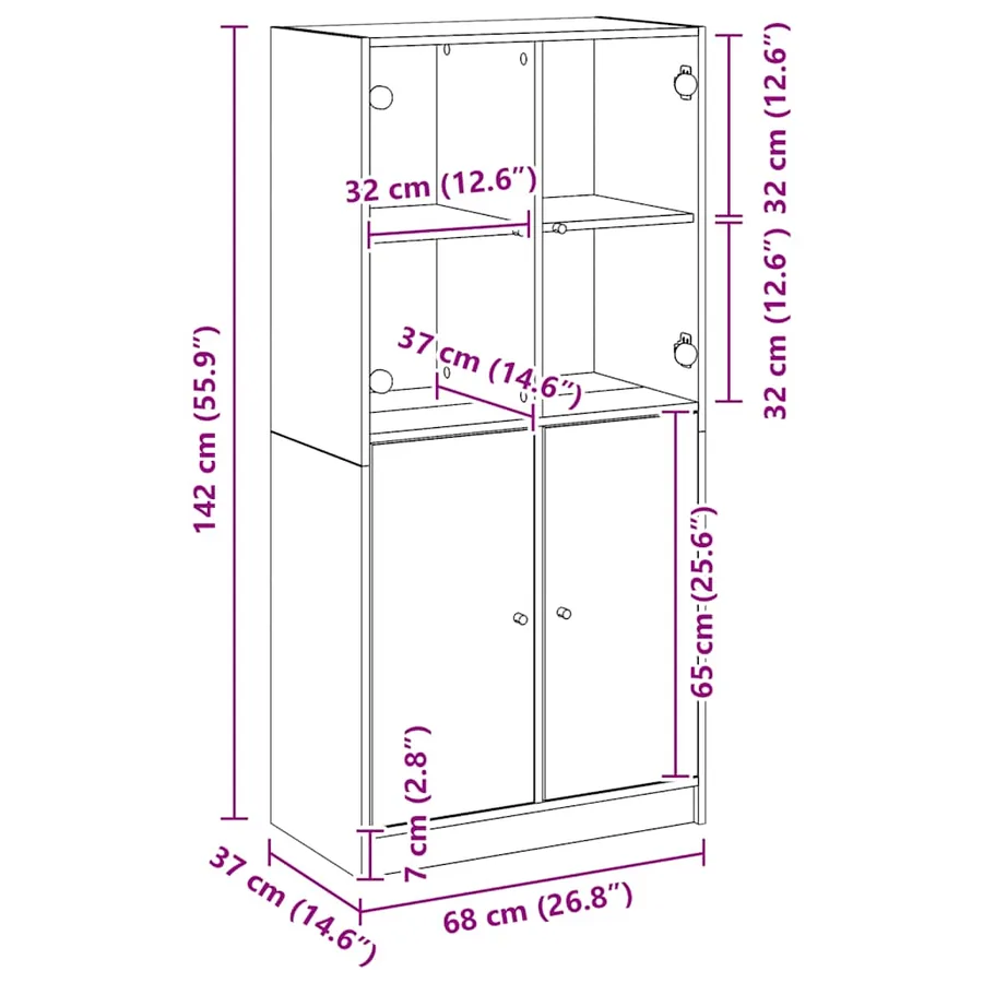 Buffet haut avec portes chêne artisanal bois d'ingénierie - 10