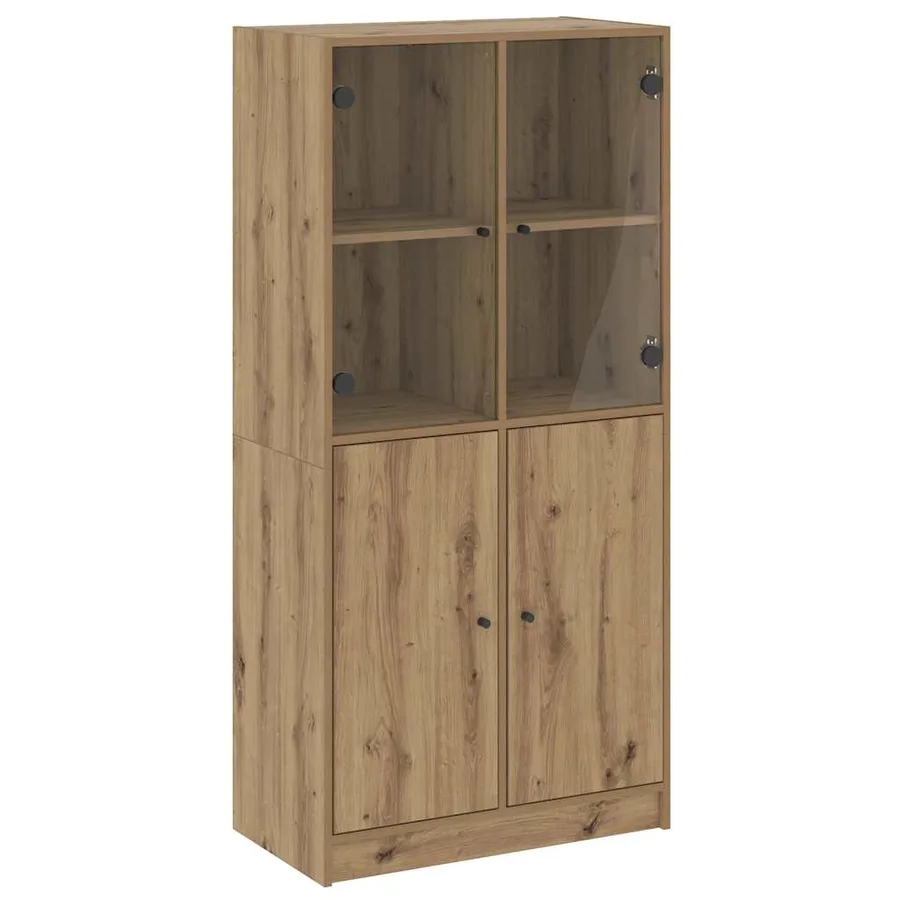 Buffet haut avec portes chêne artisanal bois d'ingénierie - 2
