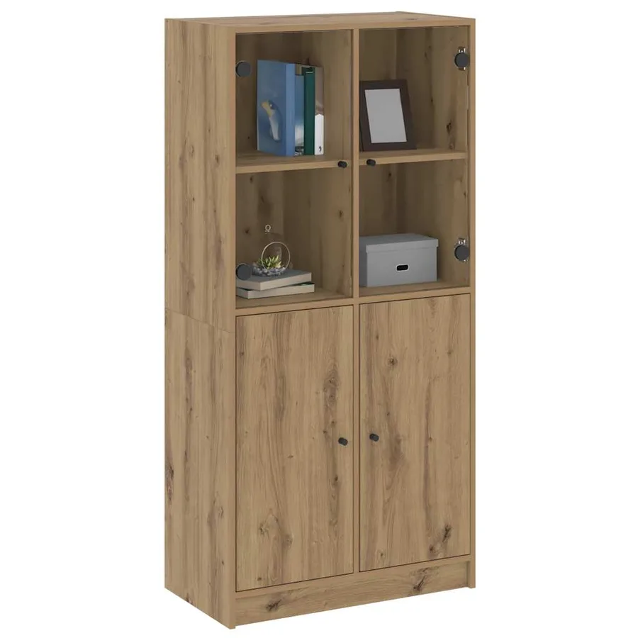 Buffet haut avec portes chêne artisanal bois d'ingénierie - 3