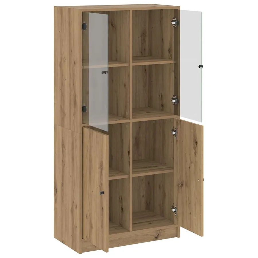 Buffet haut avec portes chêne artisanal bois d'ingénierie - 4
