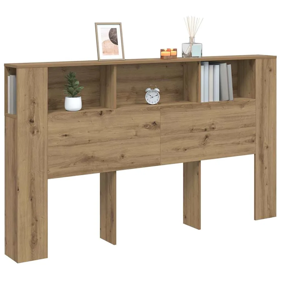 Armoire de tête de lit chêne artisanal 180x18,5x102,5 cm - 3