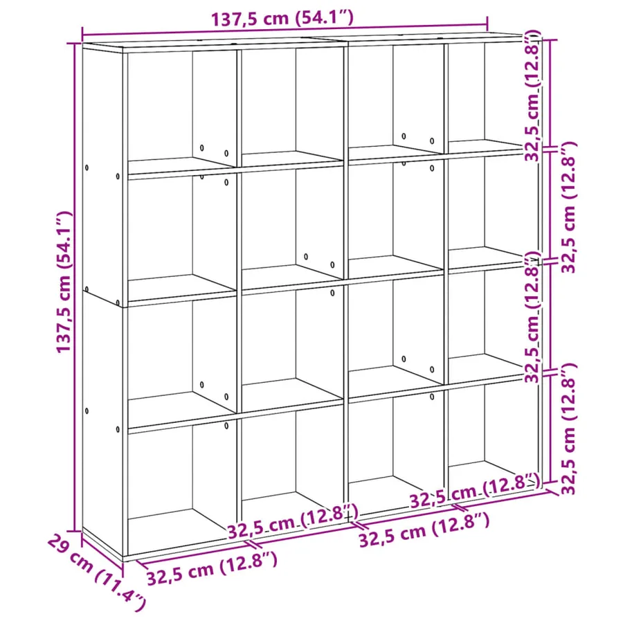 Bibliothèque blanc 137,5x29x137,5 cm bois d'ingénierie - 10