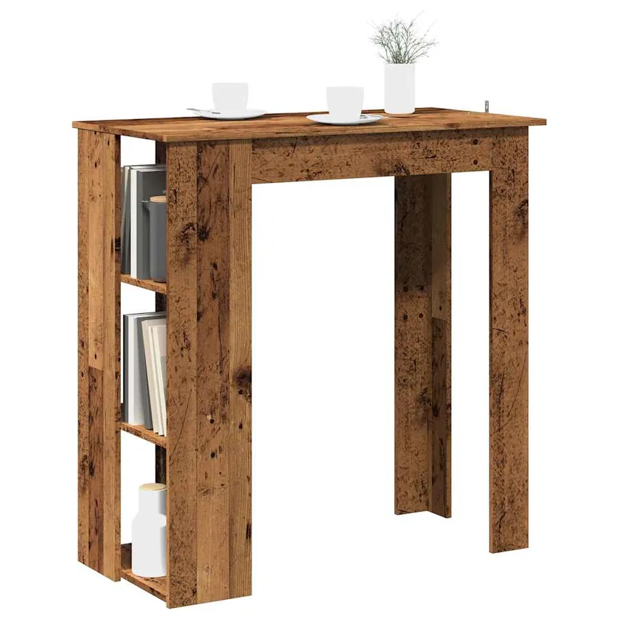 Table de bar avec étagère vieux bois bois d'ingénierie