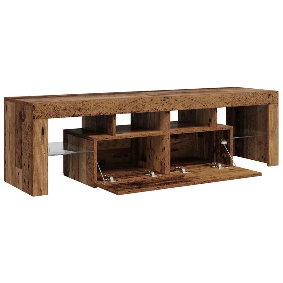 Meuble TV avec lumières LED vieux bois bois d'ingénierie - 10