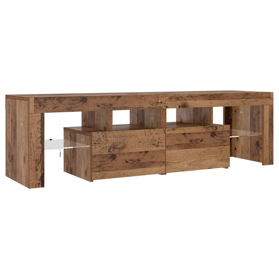 Meuble TV avec lumières LED vieux bois bois d'ingénierie - 6