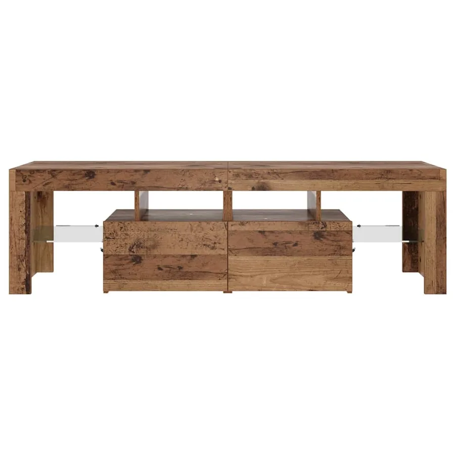 Meuble TV avec lumières LED vieux bois bois d'ingénierie - 7