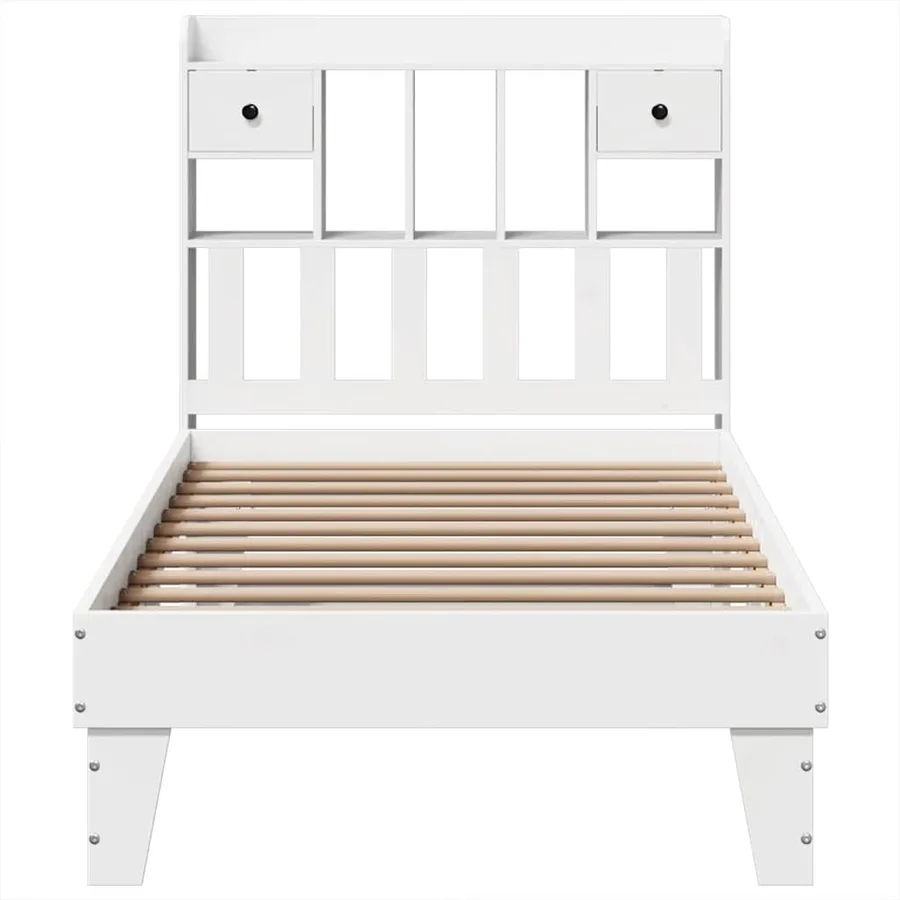 Cadre de lit sans matelas blanc 90x190 cm bois de pin massif - 4