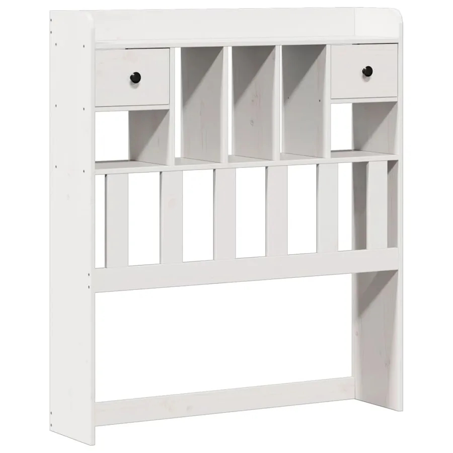 Lit bibliothèque sans matelas blanc 90x190cm bois de pin massif - 7