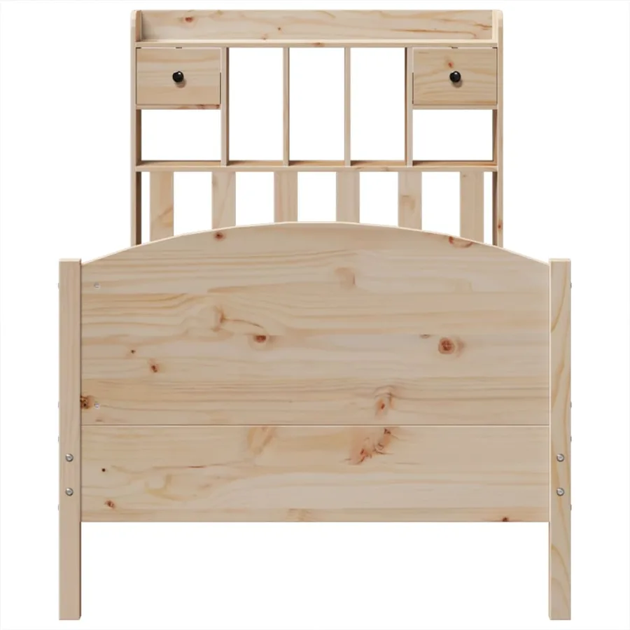 Lit bibliothèque sans matelas 100x200 cm bois massif de pin - 4
