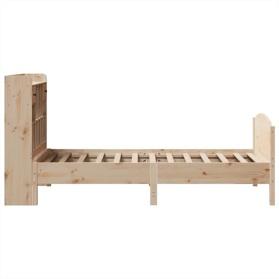 Lit bibliothèque sans matelas 100x200 cm bois massif de pin - 5