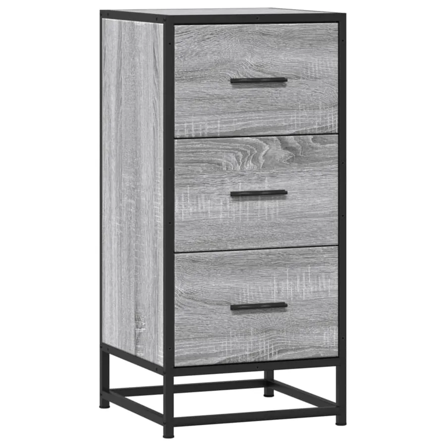 Buffet sonoma gris 35,5x35x76 cm bois d'ingénierie et métal - 2