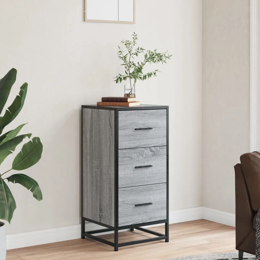 Buffet sonoma gris 35,5x35x76 cm bois d'ingénierie et métal - 3