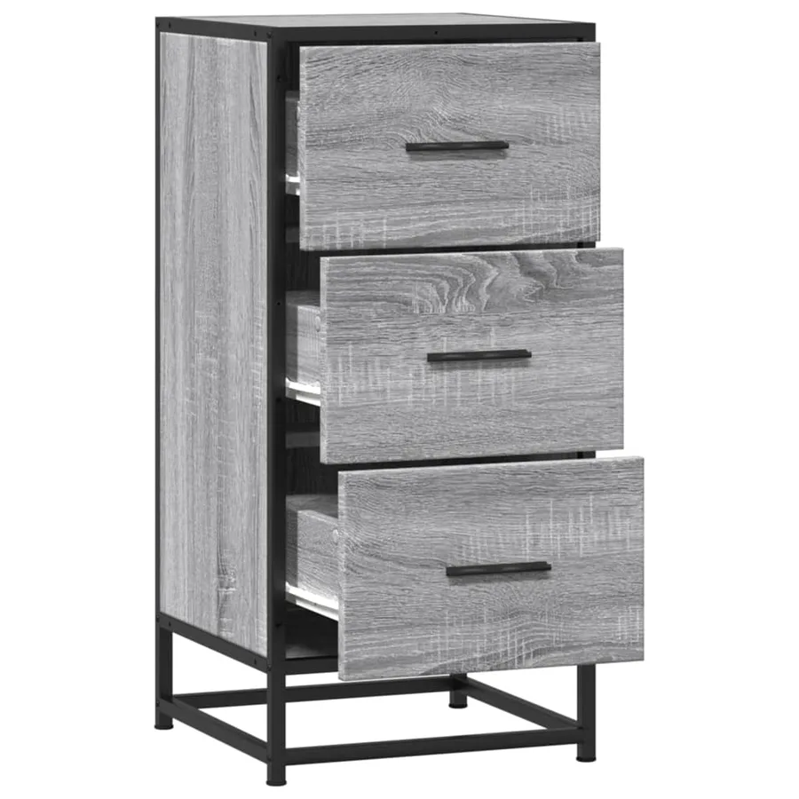 Buffet sonoma gris 35,5x35x76 cm bois d'ingénierie et métal - 7
