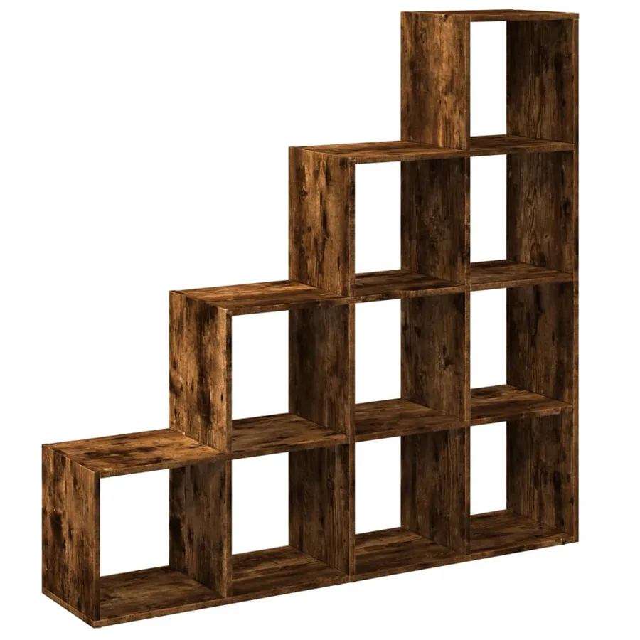 Étagère séparatrice de pièce 4 niveaux chêne fumé - 6