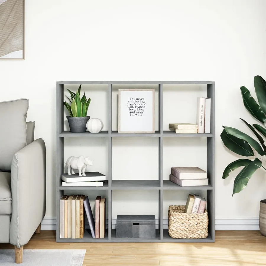 Étagère séparatrice de pièce gris béton 102x29x103,5 cm - 3