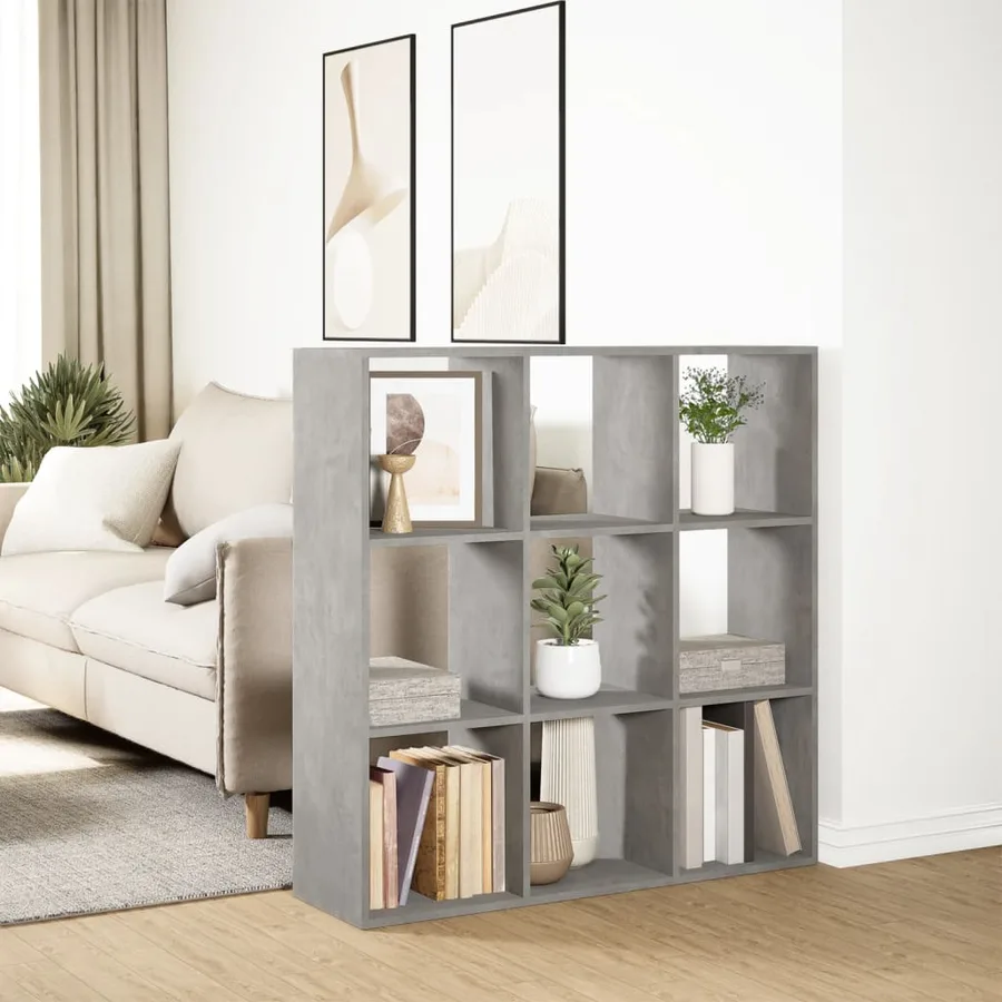 Étagère séparatrice de pièce gris béton 102x29x103,5 cm - 4