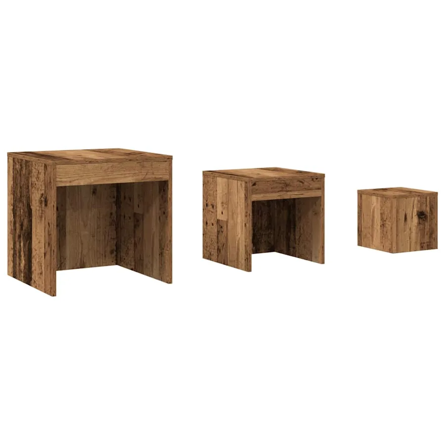 Tables gigognes 3 pcs vieux bois bois d'ingénierie - 2