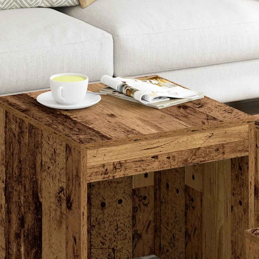 Tables gigognes 3 pcs vieux bois bois d'ingénierie - 3