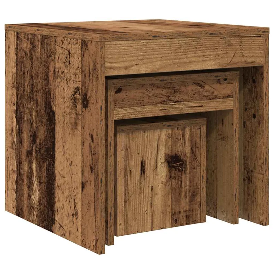 Tables gigognes 3 pcs vieux bois bois d'ingénierie - 6