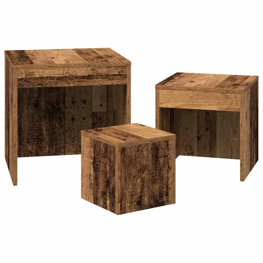 Tables gigognes 3 pcs vieux bois bois d'ingénierie - 7