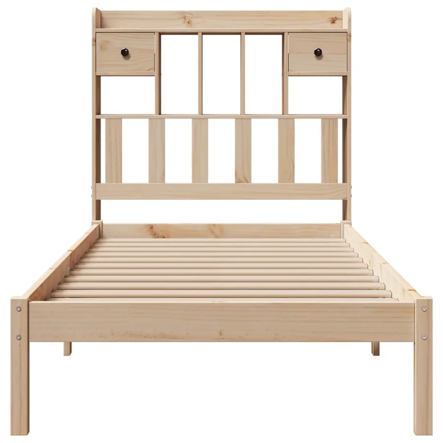 Lit bibliothèque sans matelas 90x190 cm bois de pin massif - 4