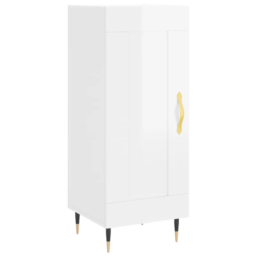 Buffet Blanc brillant 34,5x34x90 cm Bois d'ingénierie - 2