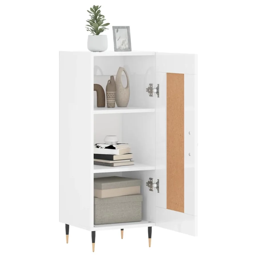 Buffet Blanc brillant 34,5x34x90 cm Bois d'ingénierie - 4