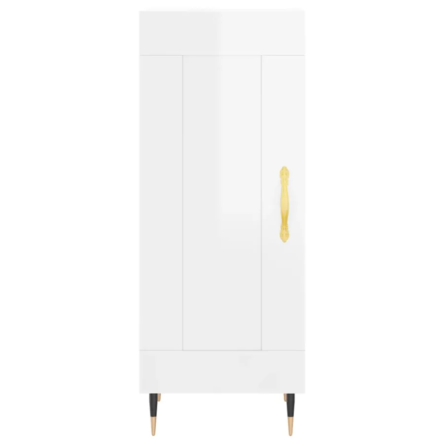 Buffet Blanc brillant 34,5x34x90 cm Bois d'ingénierie - 5