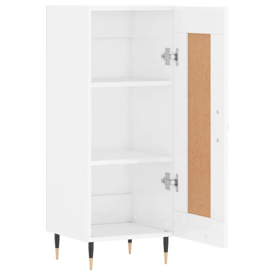 Buffet Blanc brillant 34,5x34x90 cm Bois d'ingénierie - 6