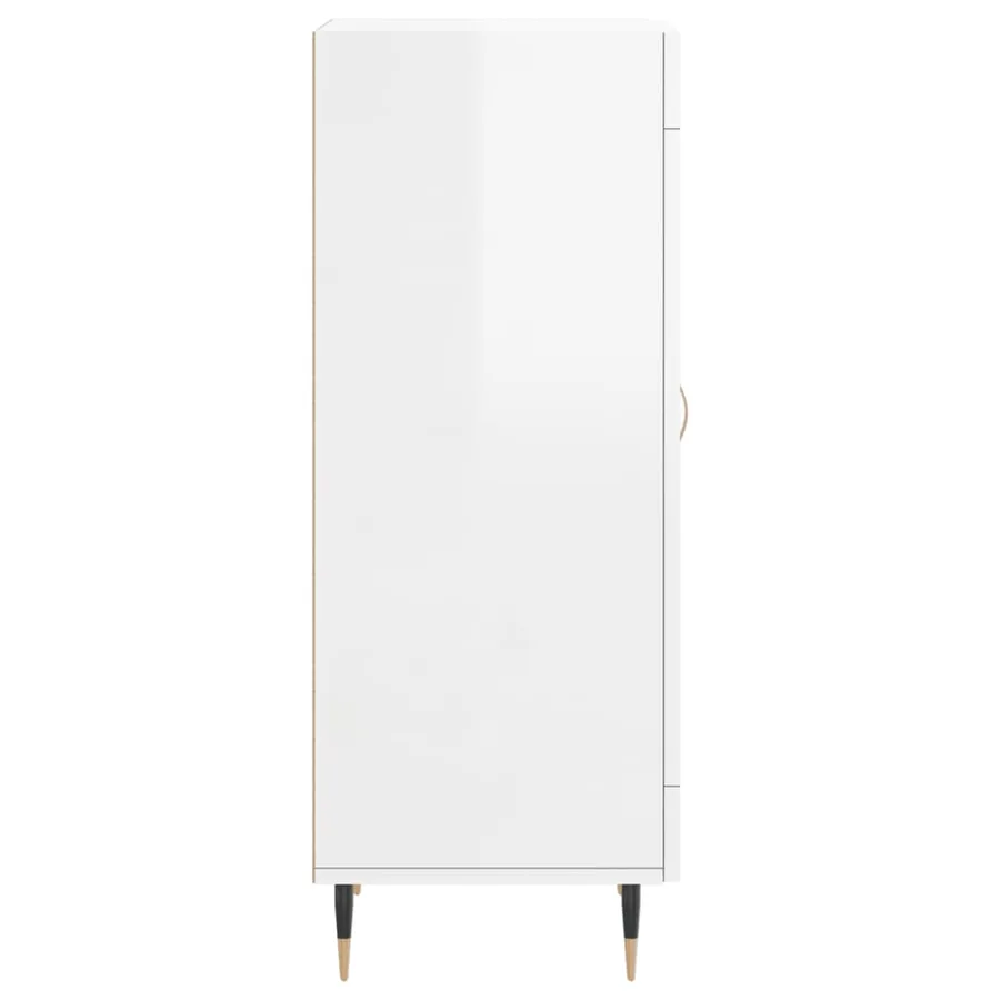 Buffet Blanc brillant 34,5x34x90 cm Bois d'ingénierie - 7