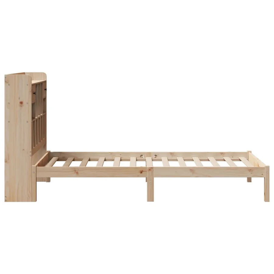 Lit bibliothèque sans matelas 75x190 cm bois de pin massif - 7