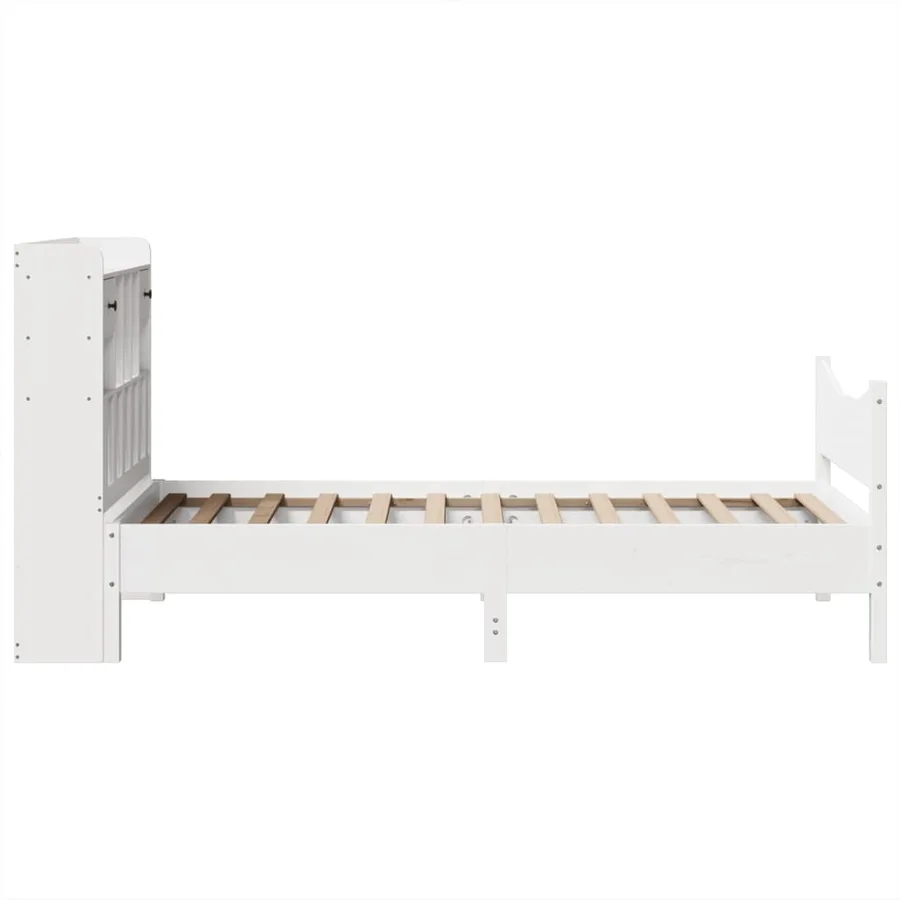 Cadre de lit sans matelas blanc 75x190 cm bois de pin massif - 7