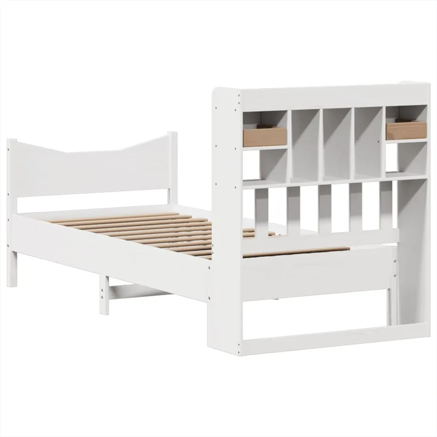Cadre de lit sans matelas blanc 75x190 cm bois de pin massif - 8