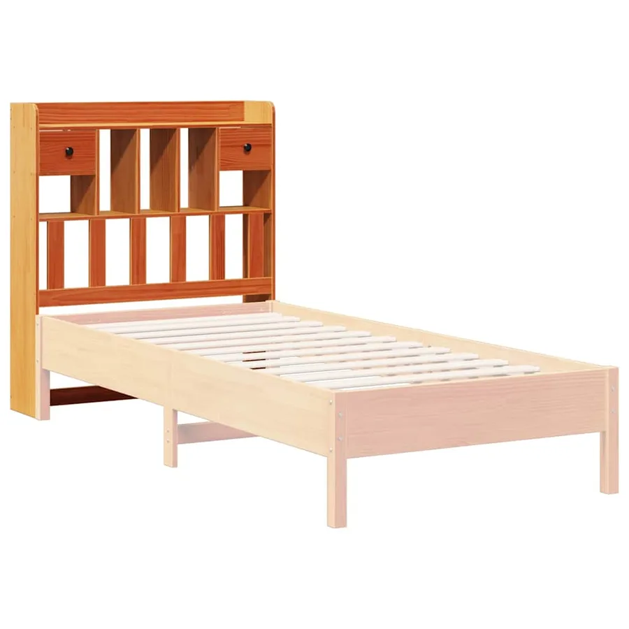 Tête de lit avec rangement cire marron 100cm bois massif de pin - 7