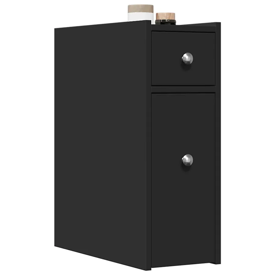Armoire de salle de bain étroite avec roulettes noir
