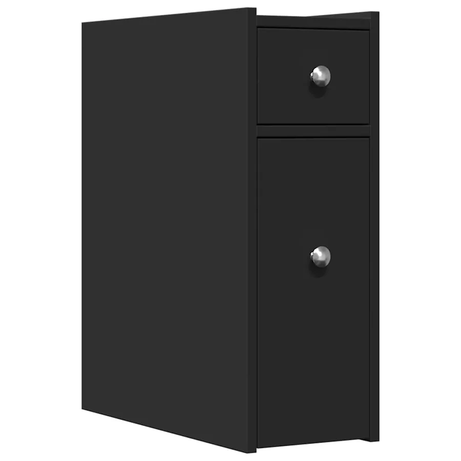 Armoire de salle de bain étroite avec roulettes noir - 2