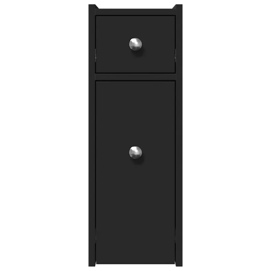 Armoire de salle de bain étroite avec roulettes noir - 4