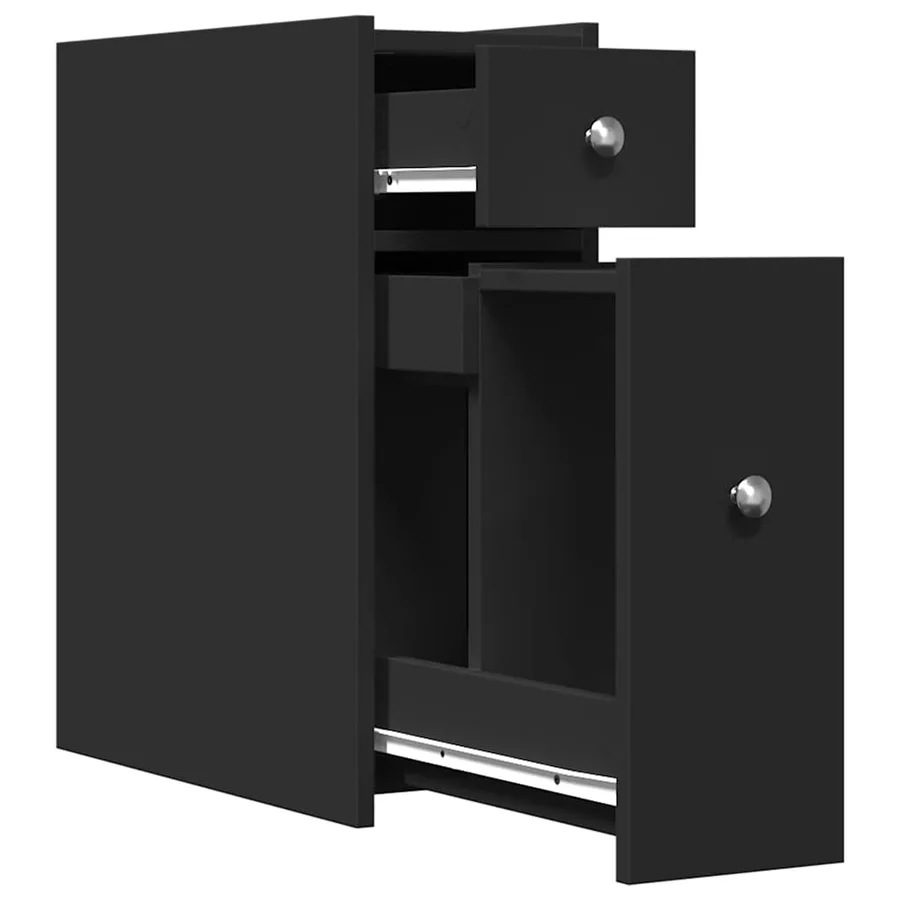Armoire de salle de bain étroite avec roulettes noir - 7