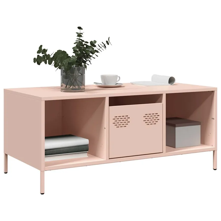 Table basse rose 101,5x50x43,5 cm acier laminé à froid - 3