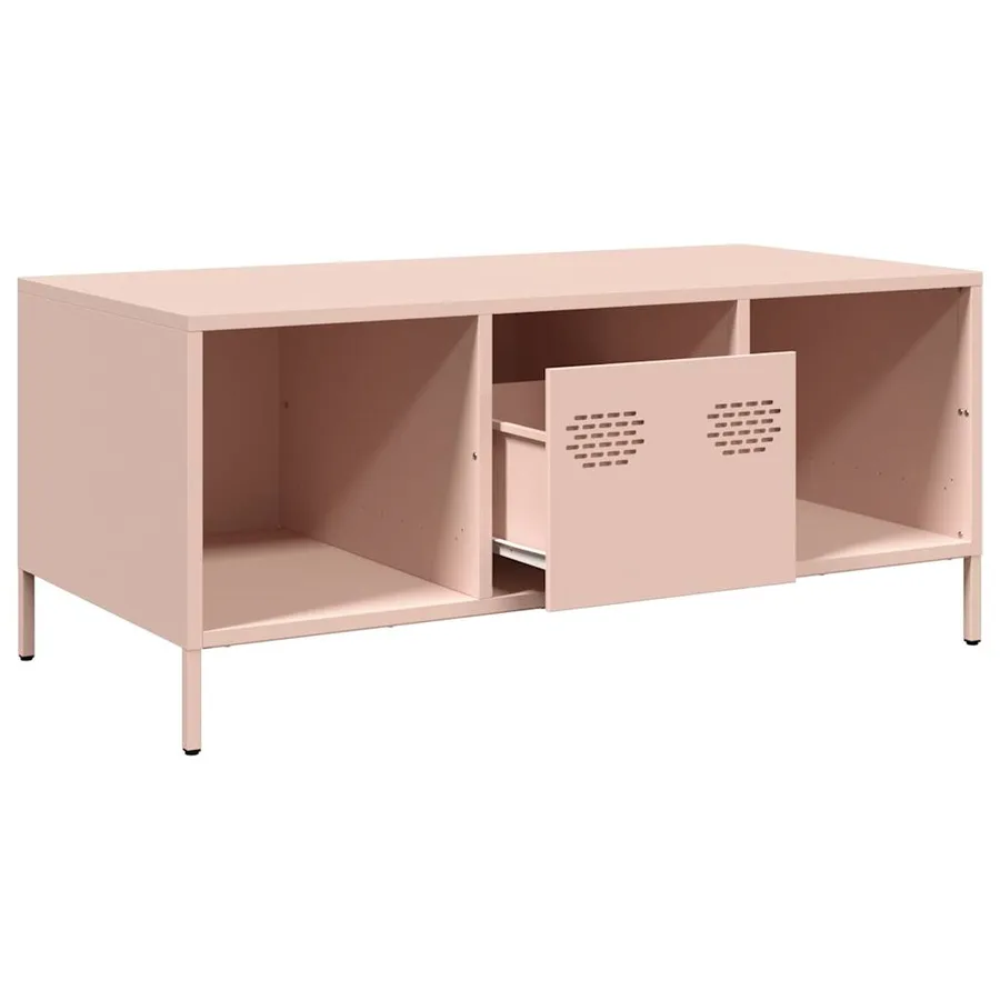 Table basse rose 101,5x50x43,5 cm acier laminé à froid - 5