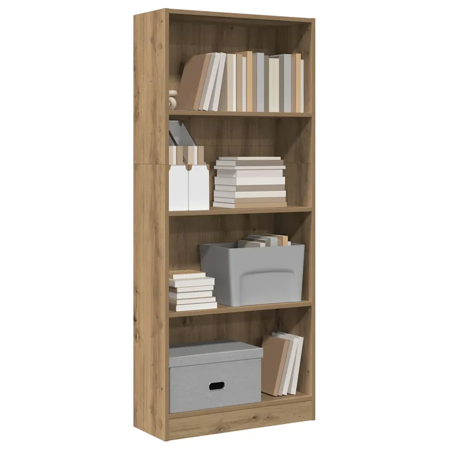 Bibliothèque chêne artisanal 60x24x143 cm bois d'ingénierie - 3