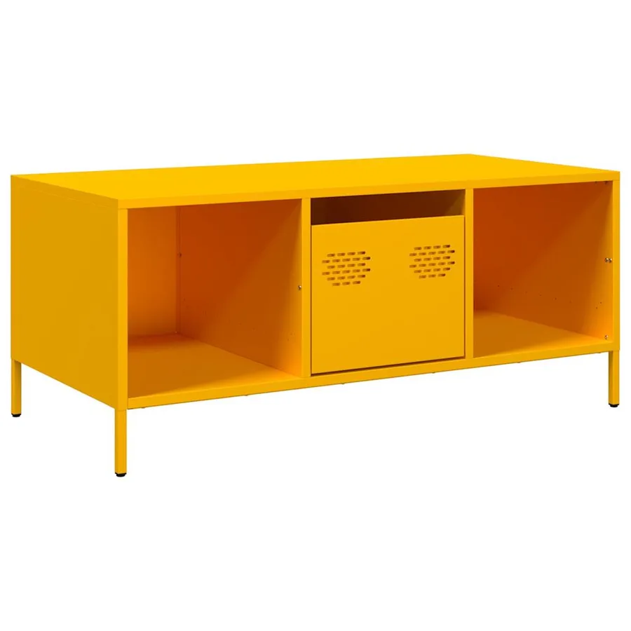 Table basse jaune moutarde 101,5x50x43,5cm acier laminé à froid - 2