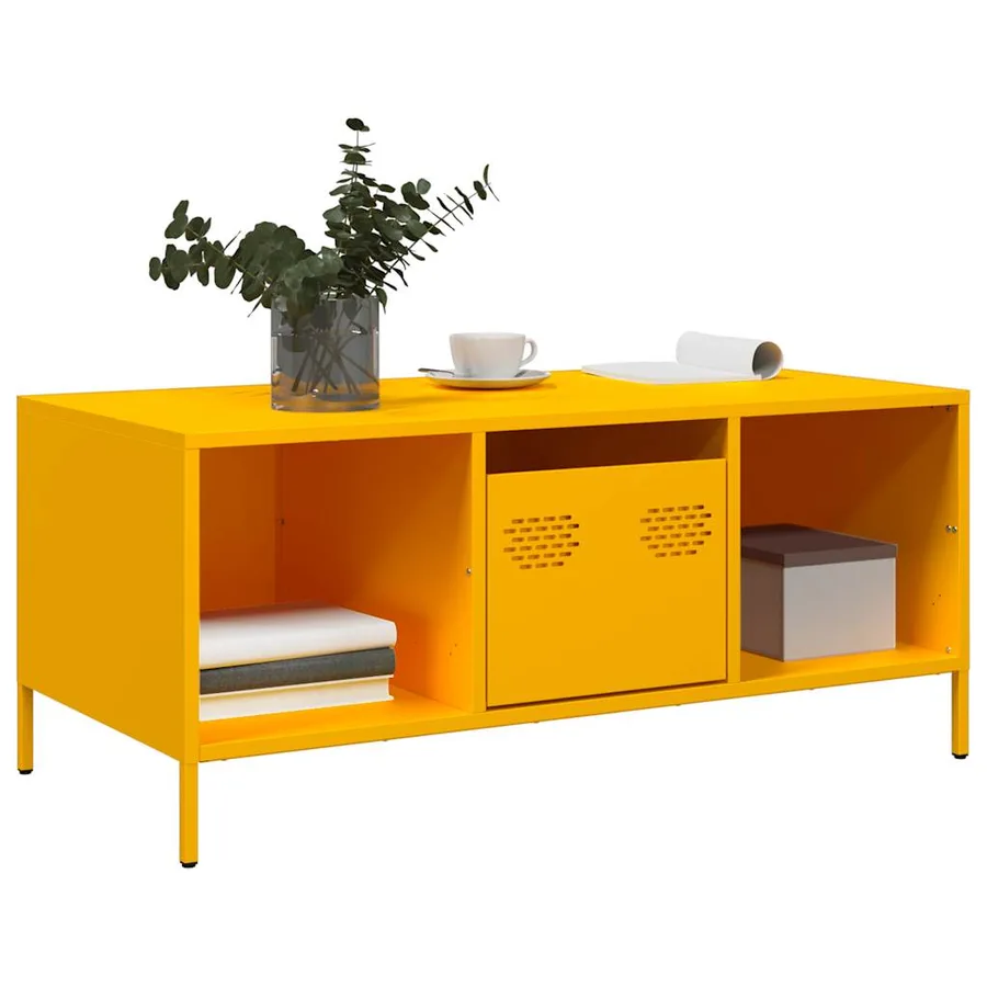 Table basse jaune moutarde 101,5x50x43,5cm acier laminé à froid - 3