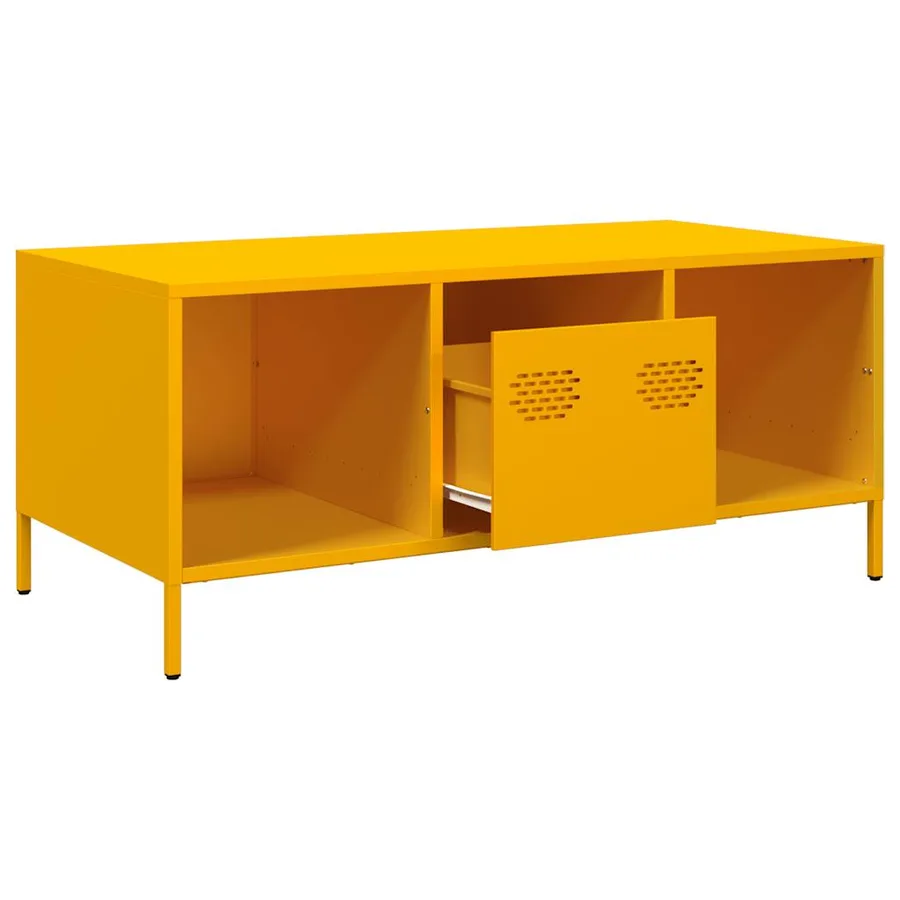 Table basse jaune moutarde 101,5x50x43,5cm acier laminé à froid - 5