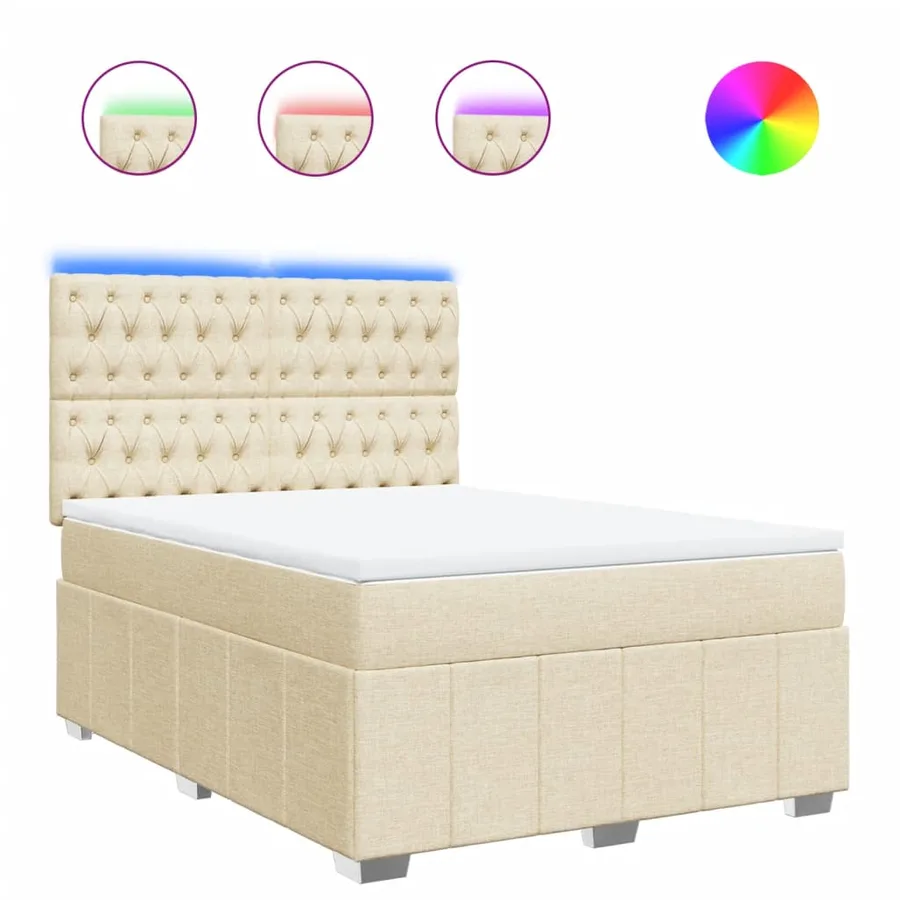 Sommier à lattes de lit avec matelas Crème 160x200 cm Tissu - 2