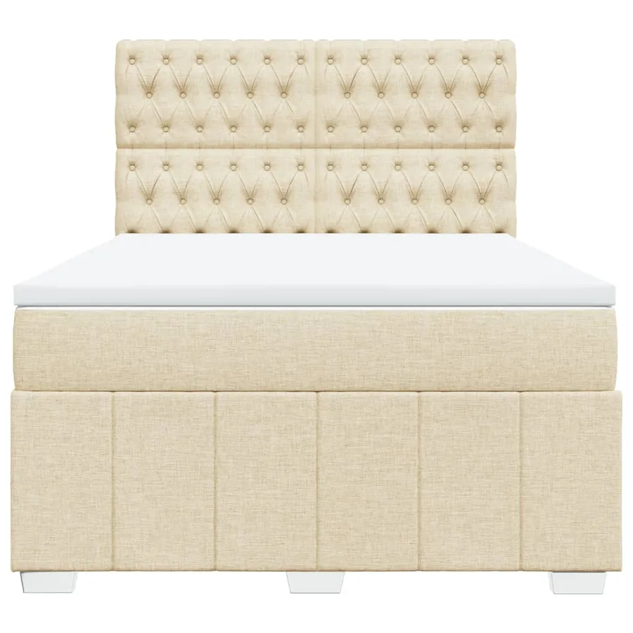 Sommier à lattes de lit avec matelas Crème 160x200 cm Tissu - 6