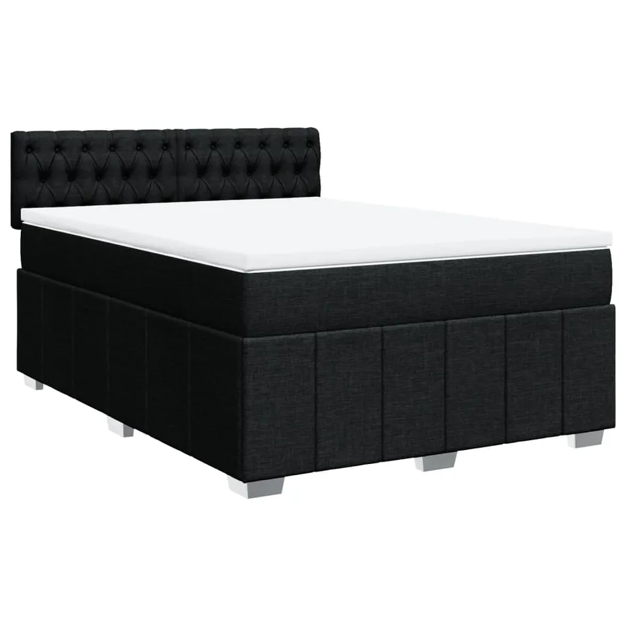 Sommier à lattes de lit avec matelas Noir 160x200 cm Tissu - 3