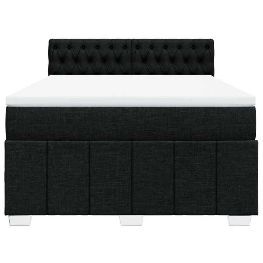Sommier à lattes de lit avec matelas Noir 160x200 cm Tissu - 6