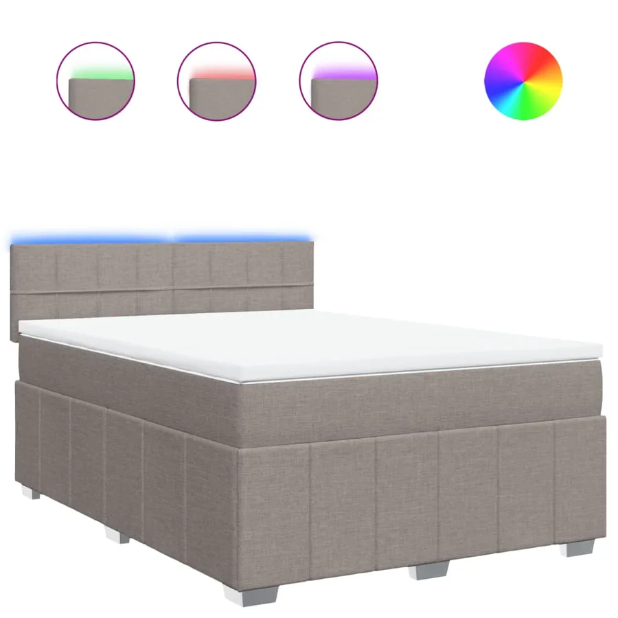 Sommier à lattes de lit avec matelas Taupe 160x200 cm Tissu - 2